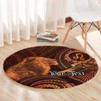 Personalised Polynesia Zodiac Leo Round Carpet Galaxy Polynesian Pattern Chest Tattoo Style