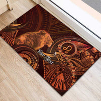 Personalised Polynesia Zodiac Leo Rubber Doormat Galaxy Polynesian Pattern Chest Tattoo Style