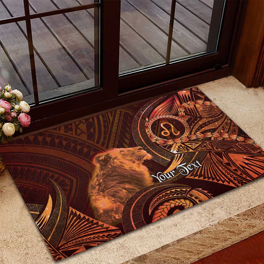 Personalised Polynesia Zodiac Leo Rubber Doormat Galaxy Polynesian Pattern Chest Tattoo Style