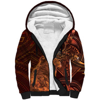 Personalised Polynesia Zodiac Leo Sherpa Hoodie Galaxy Polynesian Pattern Chest Tattoo Style