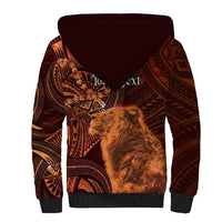 Personalised Polynesia Zodiac Leo Sherpa Hoodie Galaxy Polynesian Pattern Chest Tattoo Style