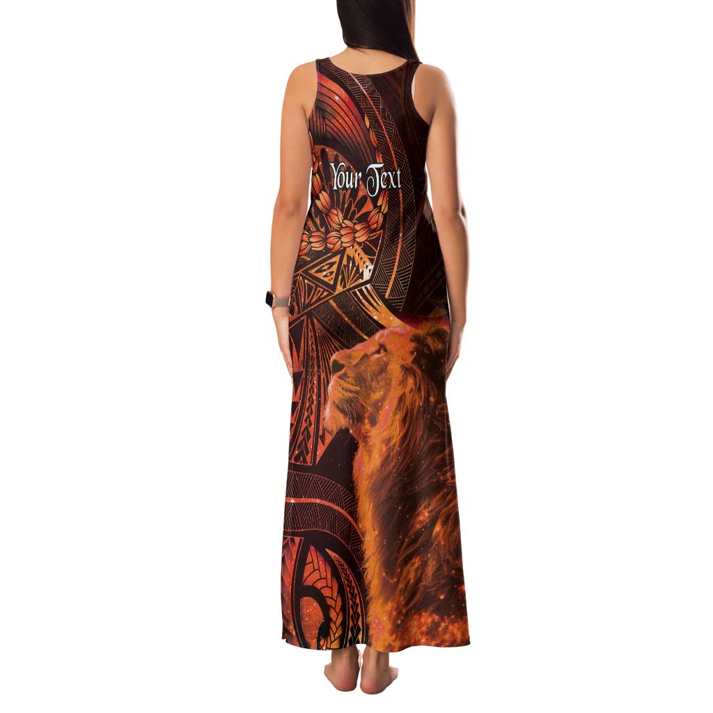 Personalised Polynesia Zodiac Leo Tank Maxi Dress Galaxy Polynesian Pattern Chest Tattoo Style