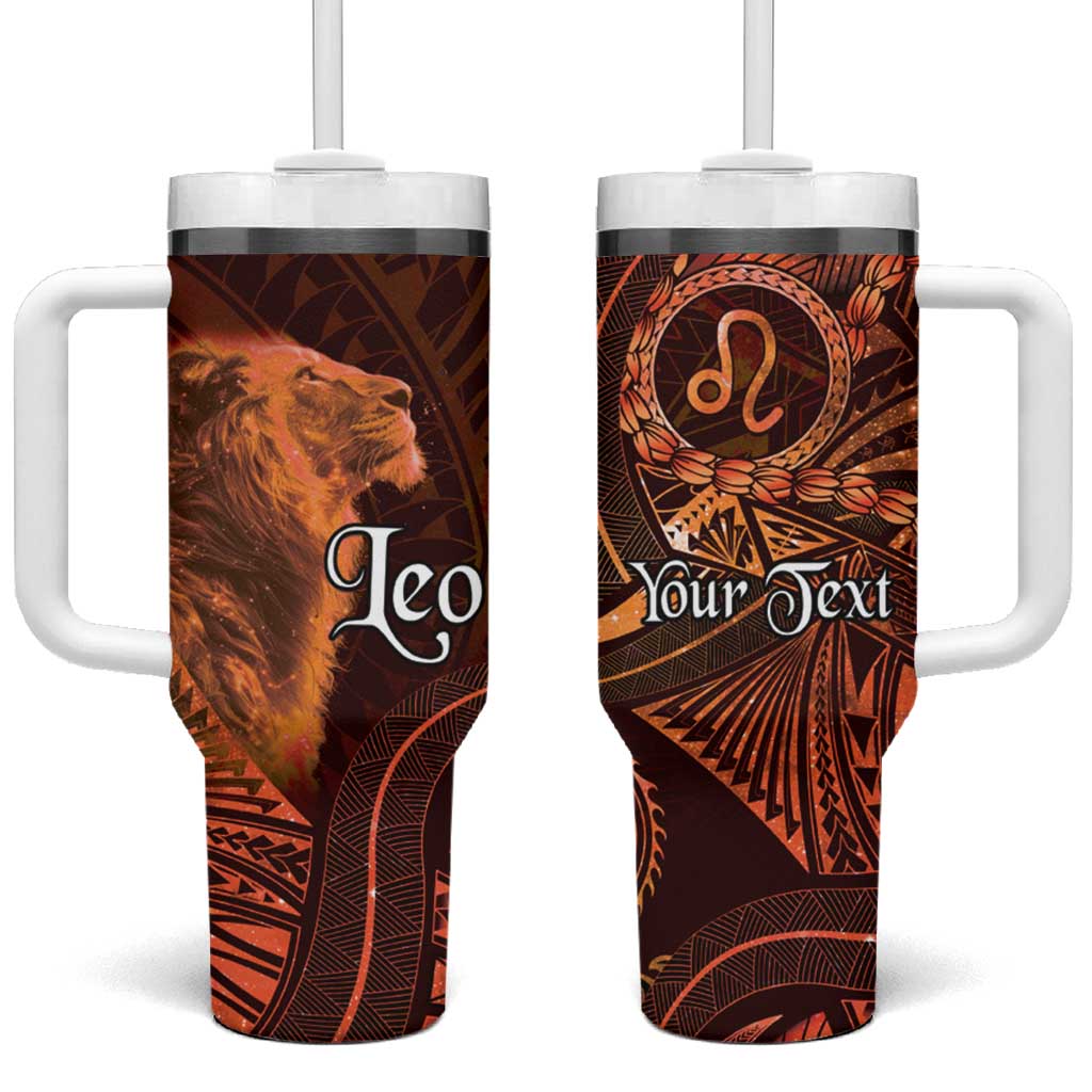 Personalised Polynesia Zodiac Leo Tumbler With Handle Galaxy Polynesian Pattern Chest Tattoo Style