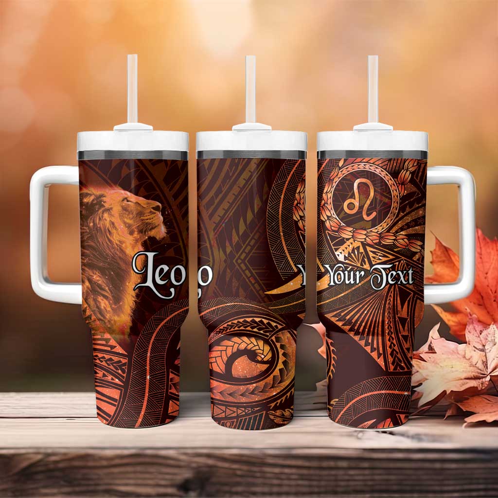 Personalised Polynesia Zodiac Leo Tumbler With Handle Galaxy Polynesian Pattern Chest Tattoo Style