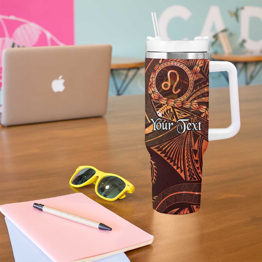 Personalised Polynesia Zodiac Leo Tumbler With Handle Galaxy Polynesian Pattern Chest Tattoo Style