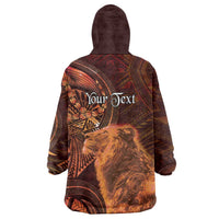 Personalised Polynesia Zodiac Leo Wearable Blanket Hoodie Galaxy Polynesian Pattern Chest Tattoo Style