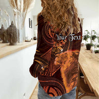Personalised Polynesia Zodiac Leo Women Casual Shirt Galaxy Polynesian Pattern Chest Tattoo Style