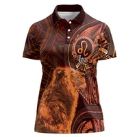 Personalised Polynesia Zodiac Leo Women Polo Shirt Galaxy Polynesian Pattern Chest Tattoo Style