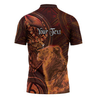 Personalised Polynesia Zodiac Leo Zipper Polo Shirt Galaxy Polynesian Pattern Chest Tattoo Style