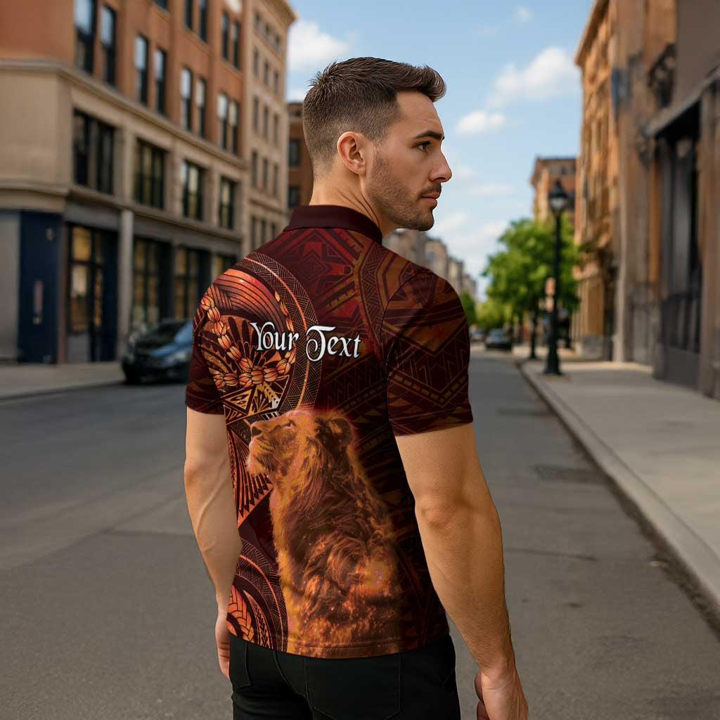 Personalised Polynesia Zodiac Leo Zipper Polo Shirt Galaxy Polynesian Pattern Chest Tattoo Style