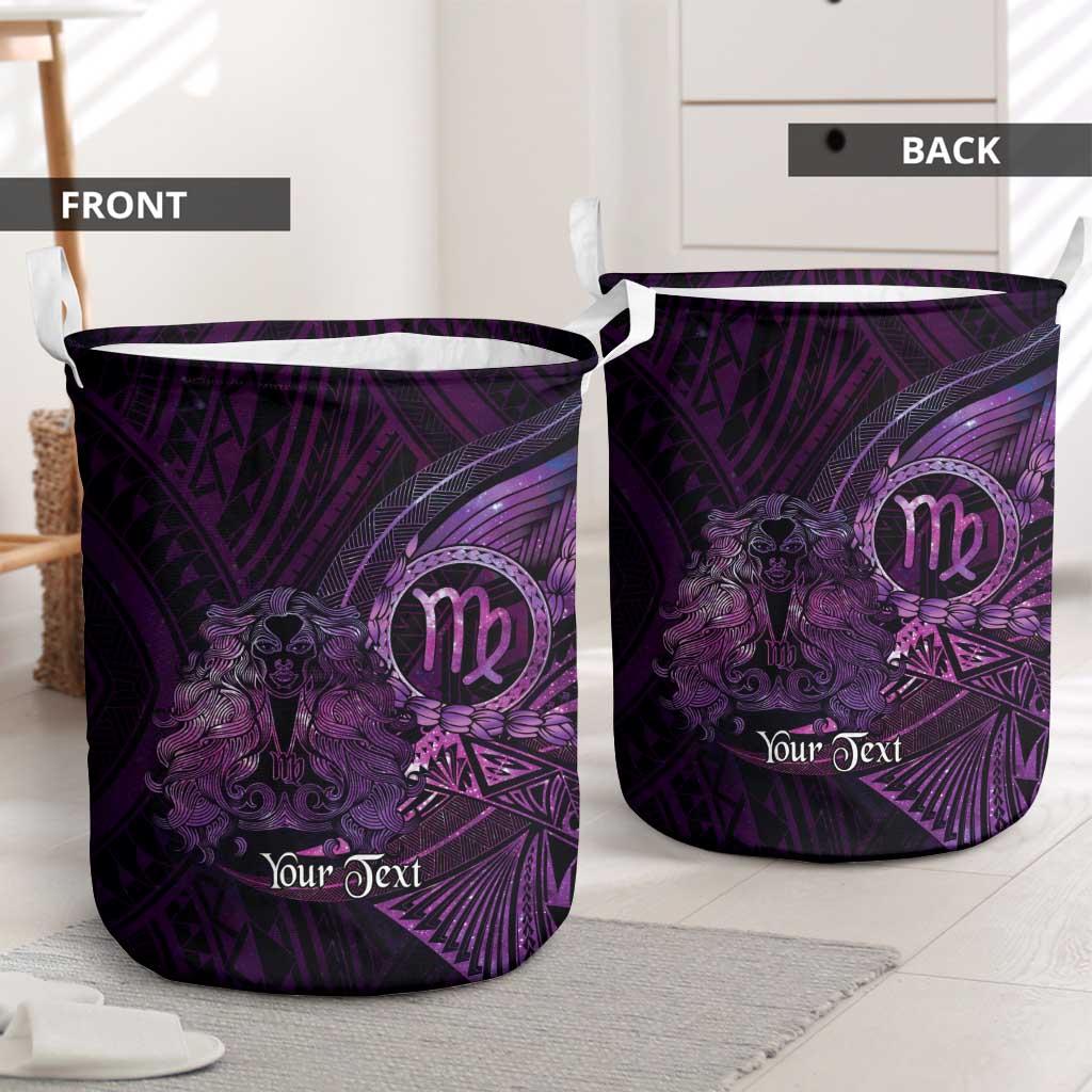 Personalised Polynesia Zodiac Virgo Laundry Basket Galaxy Polynesian Pattern Chest Tattoo Style