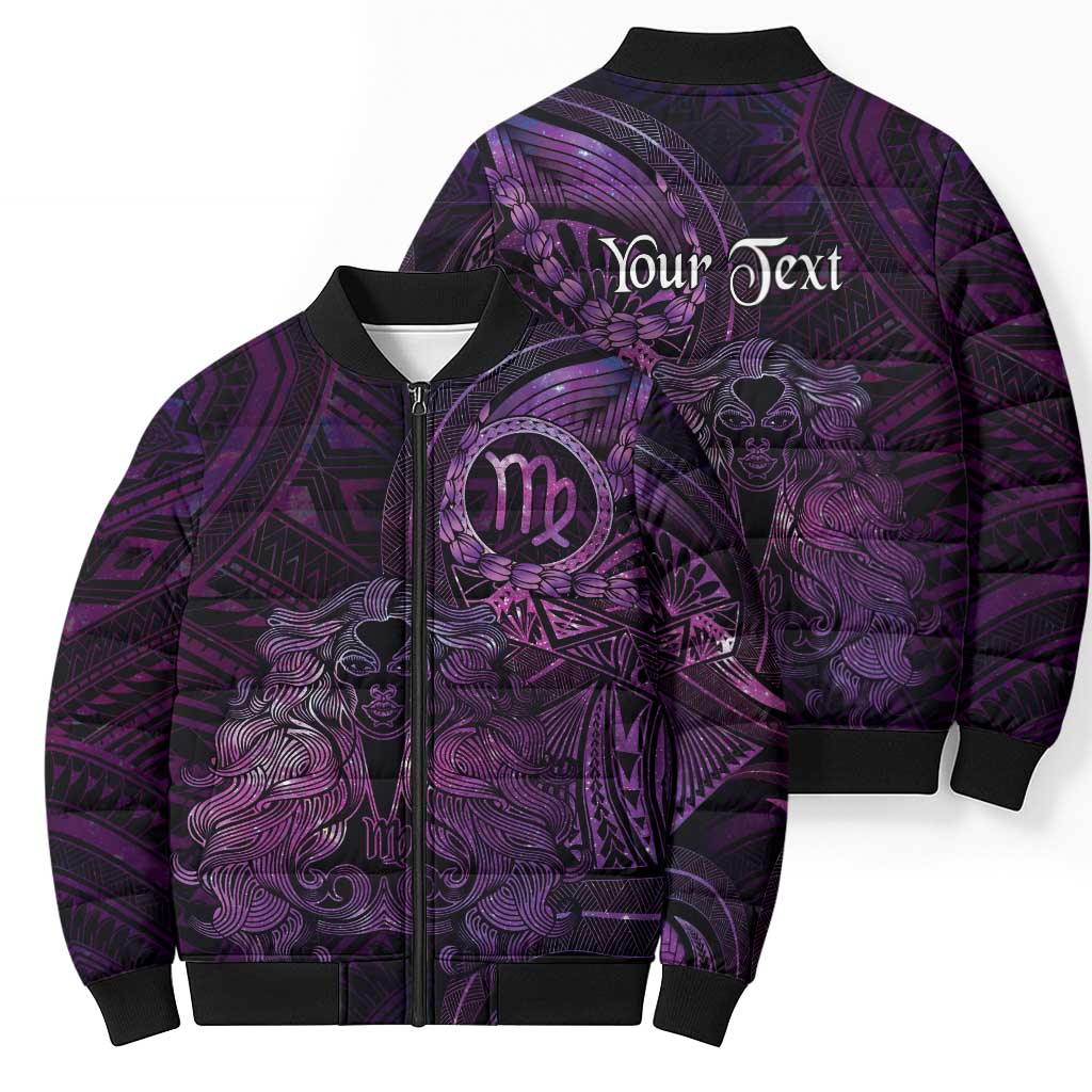 Personalised Polynesia Zodiac Virgo Bomber Puffer Jacket Galaxy Polynesian Pattern Chest Tattoo Style