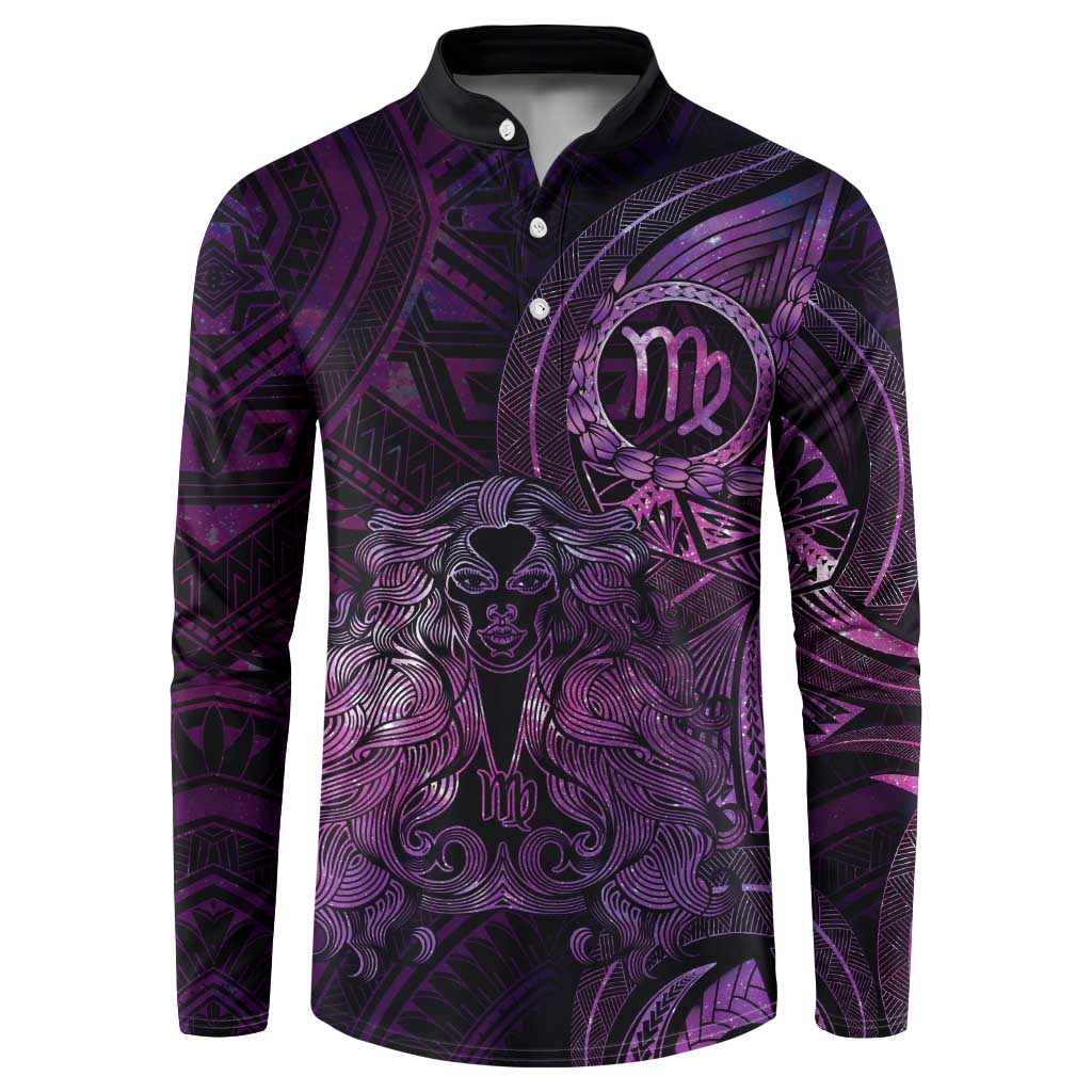 Personalised Polynesia Zodiac Virgo Button Sweatshirt Galaxy Polynesian Pattern Chest Tattoo Style