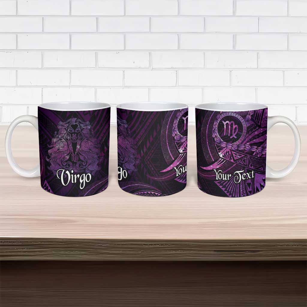 Personalised Polynesia Zodiac Virgo Ceramic Mug Galaxy Polynesian Pattern Chest Tattoo Style