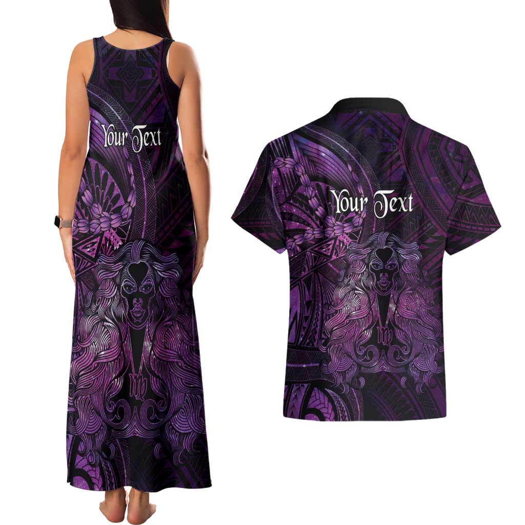 Personalised Polynesia Zodiac Virgo Couples Matching Tank Maxi Dress and Hawaiian Shirt Galaxy Polynesian Pattern Chest Tattoo Style