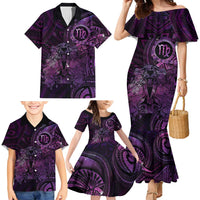 Personalised Polynesia Zodiac Virgo Family Matching Mermaid Dress and Hawaiian Shirt Galaxy Polynesian Pattern Chest Tattoo Style