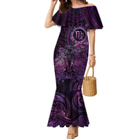 Personalised Polynesia Zodiac Virgo Family Matching Mermaid Dress and Hawaiian Shirt Galaxy Polynesian Pattern Chest Tattoo Style