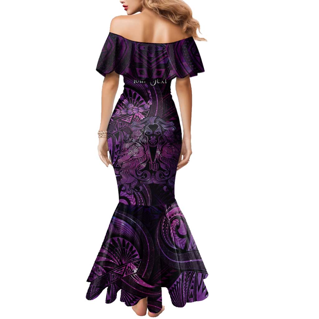 Personalised Polynesia Zodiac Virgo Family Matching Mermaid Dress and Hawaiian Shirt Galaxy Polynesian Pattern Chest Tattoo Style