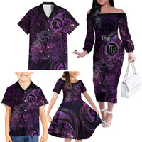 Personalised Polynesia Zodiac Virgo Family Matching Off The Shoulder Long Sleeve Dress and Hawaiian Shirt Galaxy Polynesian Pattern Chest Tattoo Style LT14 - Polynesian Pride