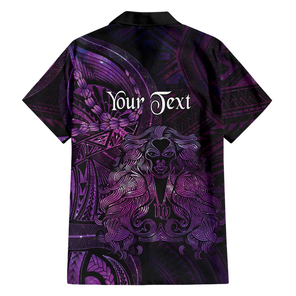 Personalised Polynesia Zodiac Virgo Family Matching Off The Shoulder Long Sleeve Dress and Hawaiian Shirt Galaxy Polynesian Pattern Chest Tattoo Style LT14 - Polynesian Pride