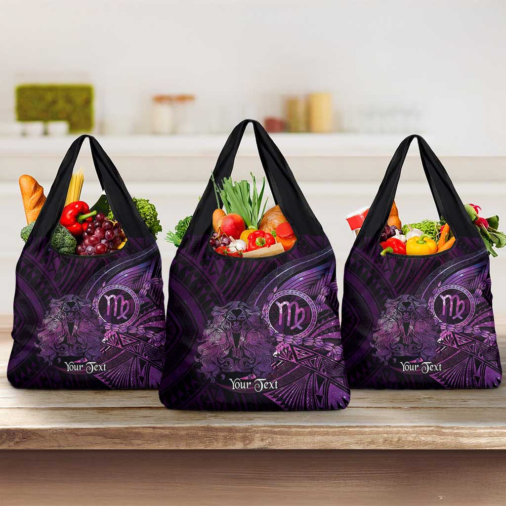 Personalised Polynesia Zodiac Virgo Grocery Bag Galaxy Polynesian Pattern Chest Tattoo Style