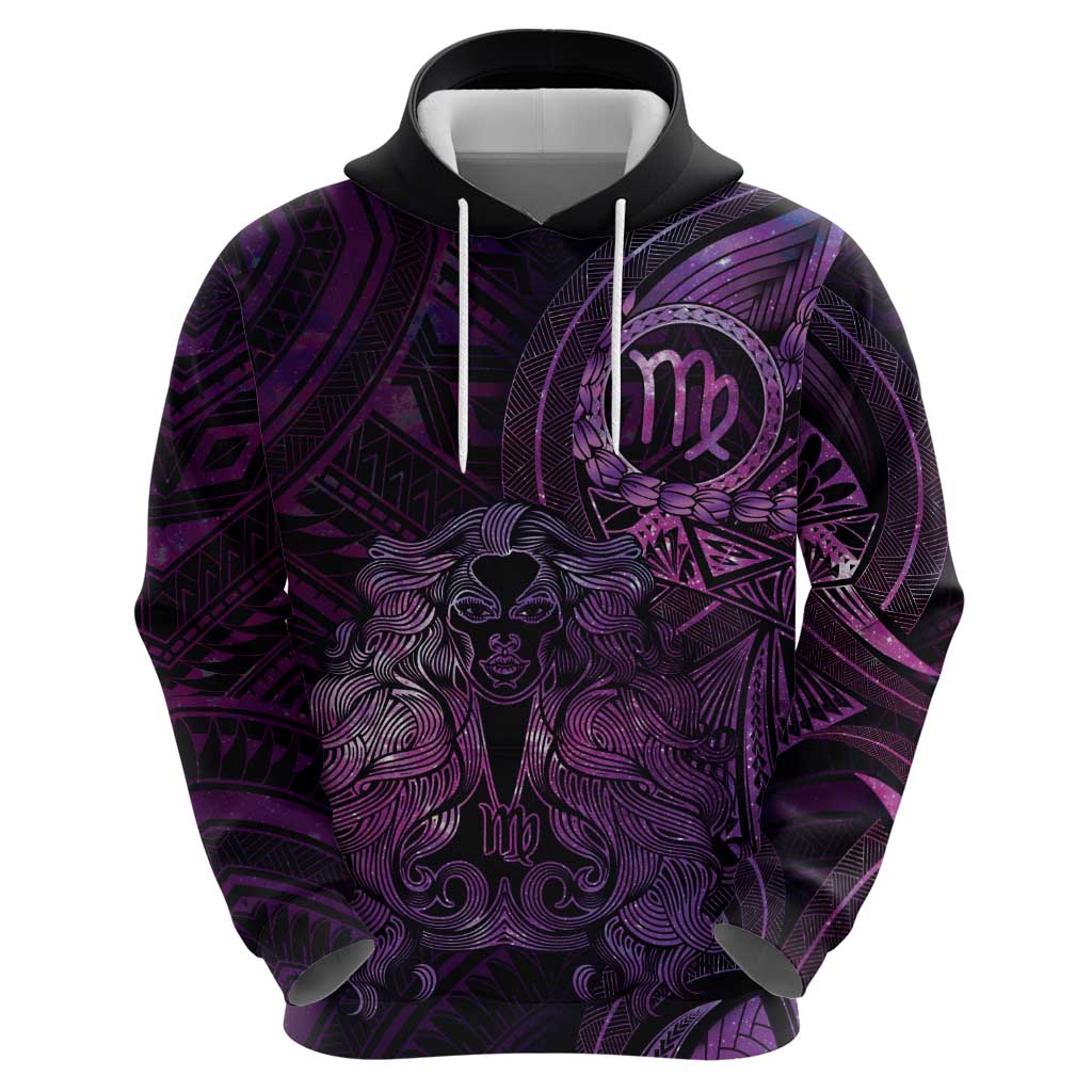 Personalised Polynesia Zodiac Virgo Hoodie Galaxy Polynesian Pattern Chest Tattoo Style