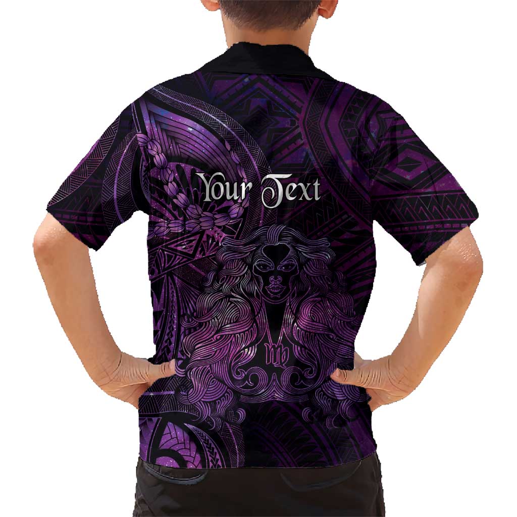 Personalised Polynesia Zodiac Virgo Kid Hawaiian Shirt Galaxy Polynesian Pattern Chest Tattoo Style