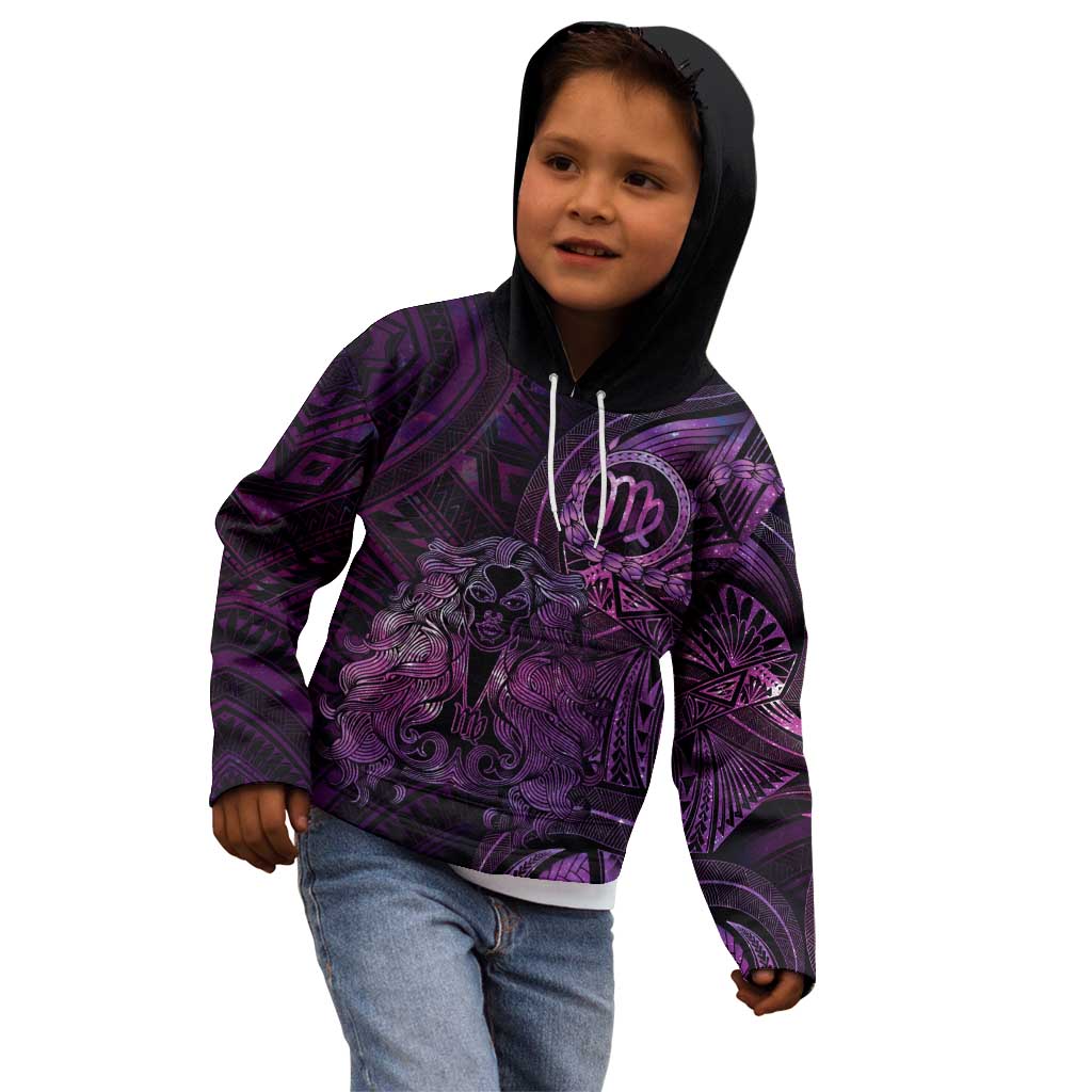 Personalised Polynesia Zodiac Virgo Kid Hoodie Galaxy Polynesian Pattern Chest Tattoo Style