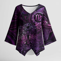 Personalised Polynesia Zodiac Virgo Kimono Sleeve Blouse Galaxy Polynesian Pattern Chest Tattoo Style