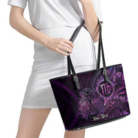 Personalised Polynesia Zodiac Virgo Leather Tote Bag Galaxy Polynesian Pattern Chest Tattoo Style