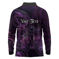 Personalised Polynesia Zodiac Virgo Long Sleeve Polo Shirt Galaxy Polynesian Pattern Chest Tattoo Style