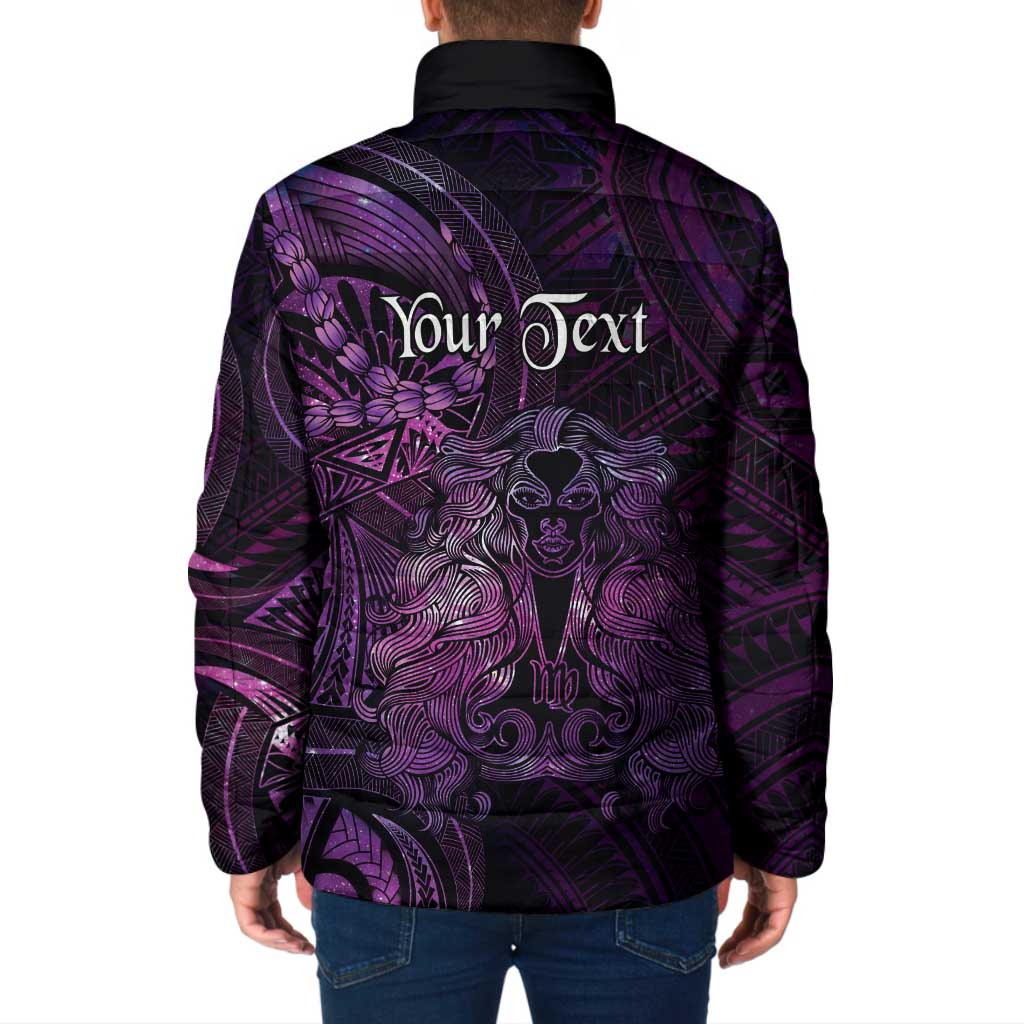 Personalised Polynesia Zodiac Virgo Padded Jacket Galaxy Polynesian Pattern Chest Tattoo Style