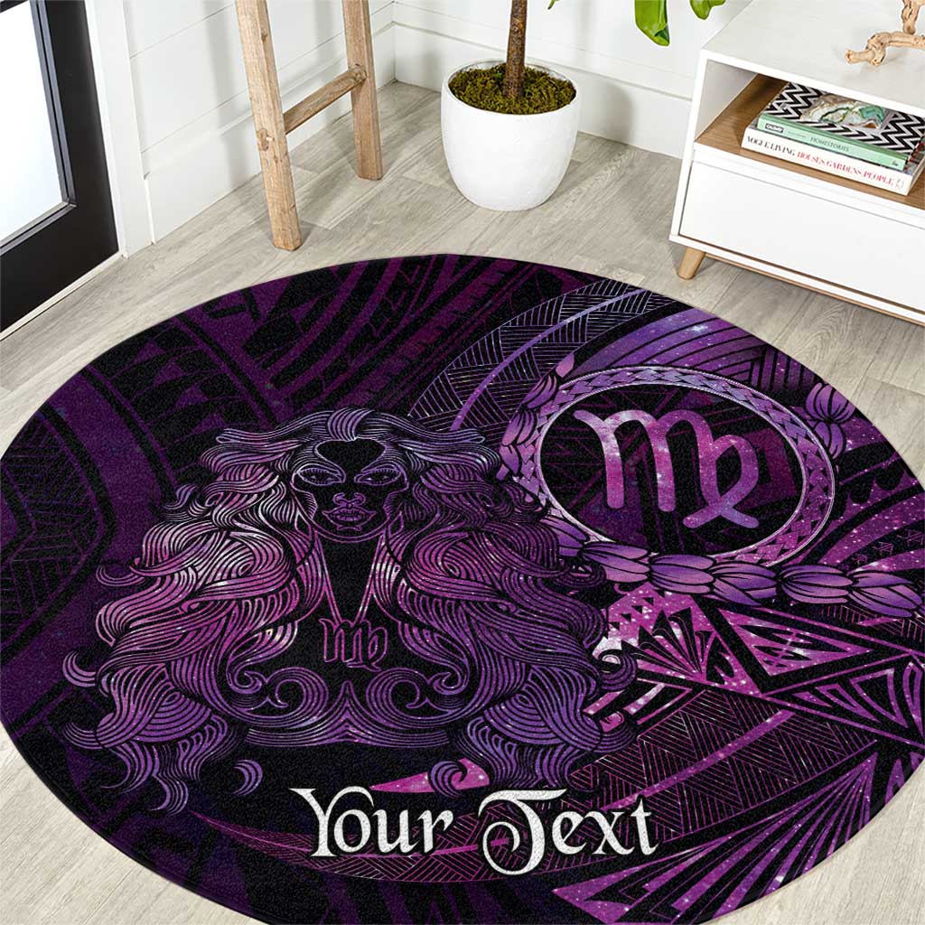 Personalised Polynesia Zodiac Virgo Round Carpet Galaxy Polynesian Pattern Chest Tattoo Style