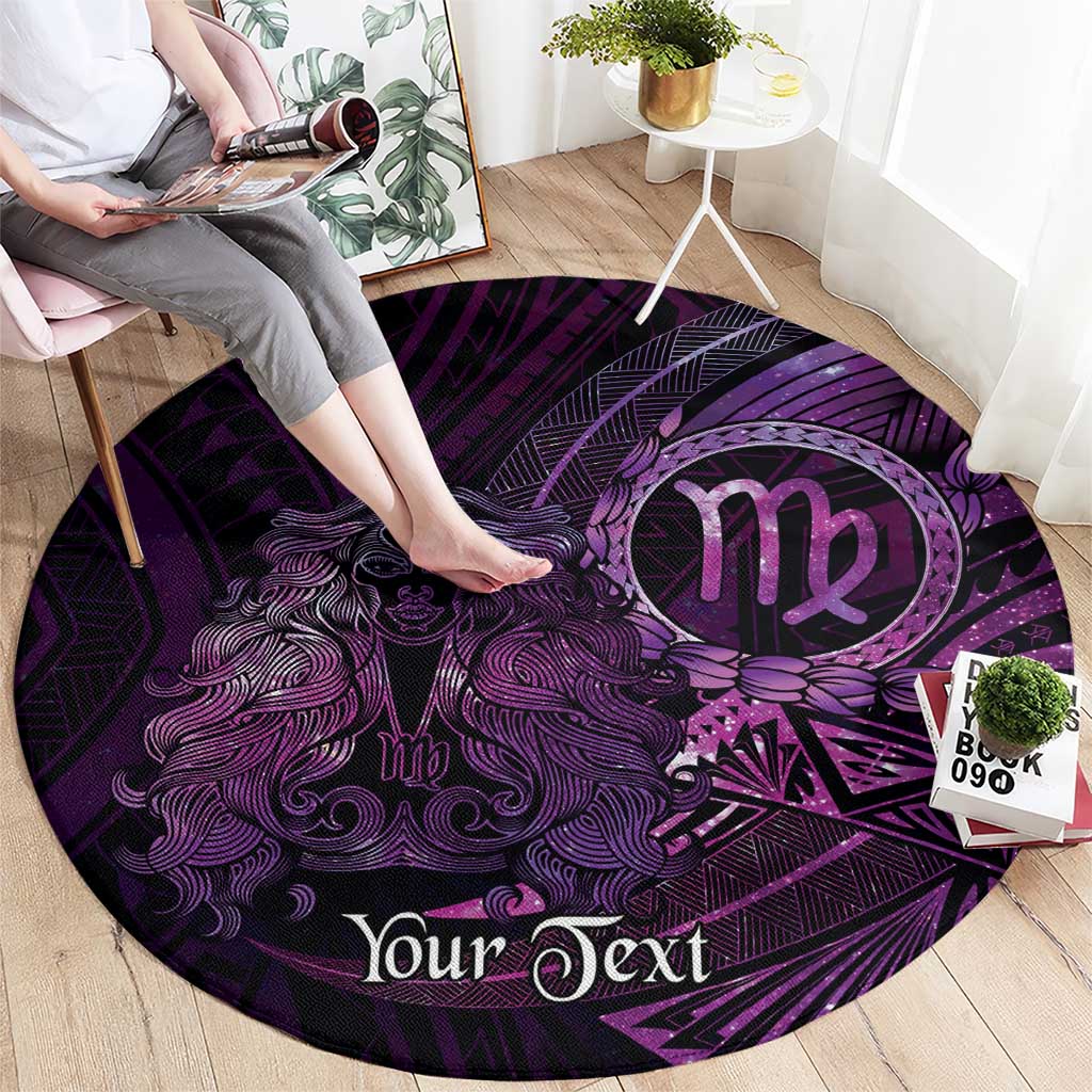 Personalised Polynesia Zodiac Virgo Round Carpet Galaxy Polynesian Pattern Chest Tattoo Style