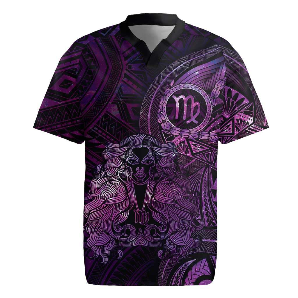 Personalised Polynesia Zodiac Virgo Rugby Jersey Galaxy Polynesian Pattern Chest Tattoo Style