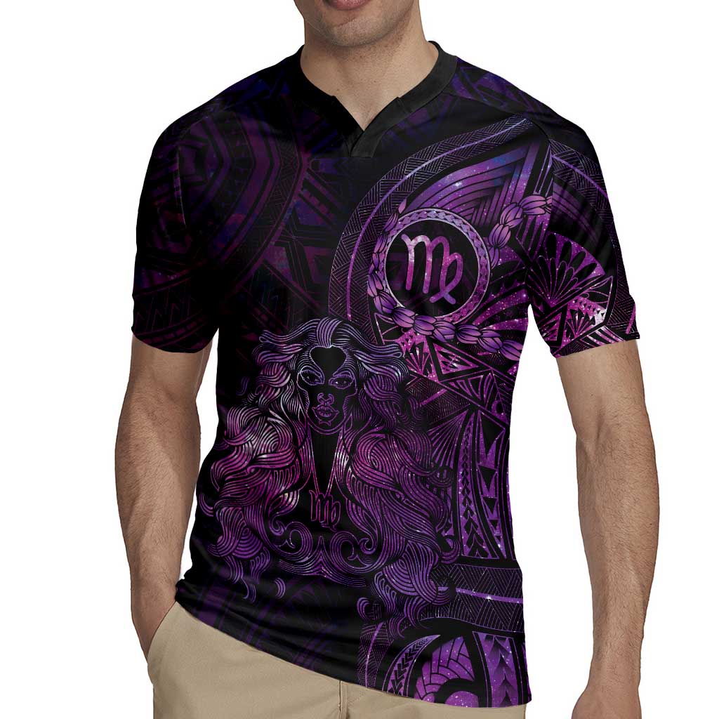 Personalised Polynesia Zodiac Virgo Rugby Jersey Galaxy Polynesian Pattern Chest Tattoo Style