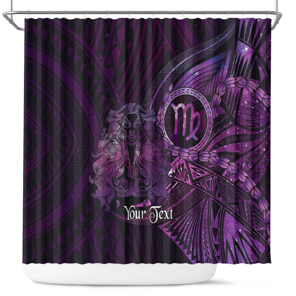 Personalised Polynesia Zodiac Virgo Shower Curtain Galaxy Polynesian Pattern Chest Tattoo Style