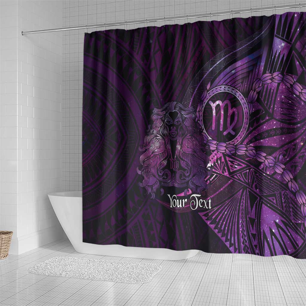 Personalised Polynesia Zodiac Virgo Shower Curtain Galaxy Polynesian Pattern Chest Tattoo Style