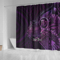 Personalised Polynesia Zodiac Virgo Shower Curtain Galaxy Polynesian Pattern Chest Tattoo Style