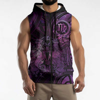 Personalised Polynesia Zodiac Virgo Sleeveless Zip Hoodie Galaxy Polynesian Pattern Chest Tattoo Style