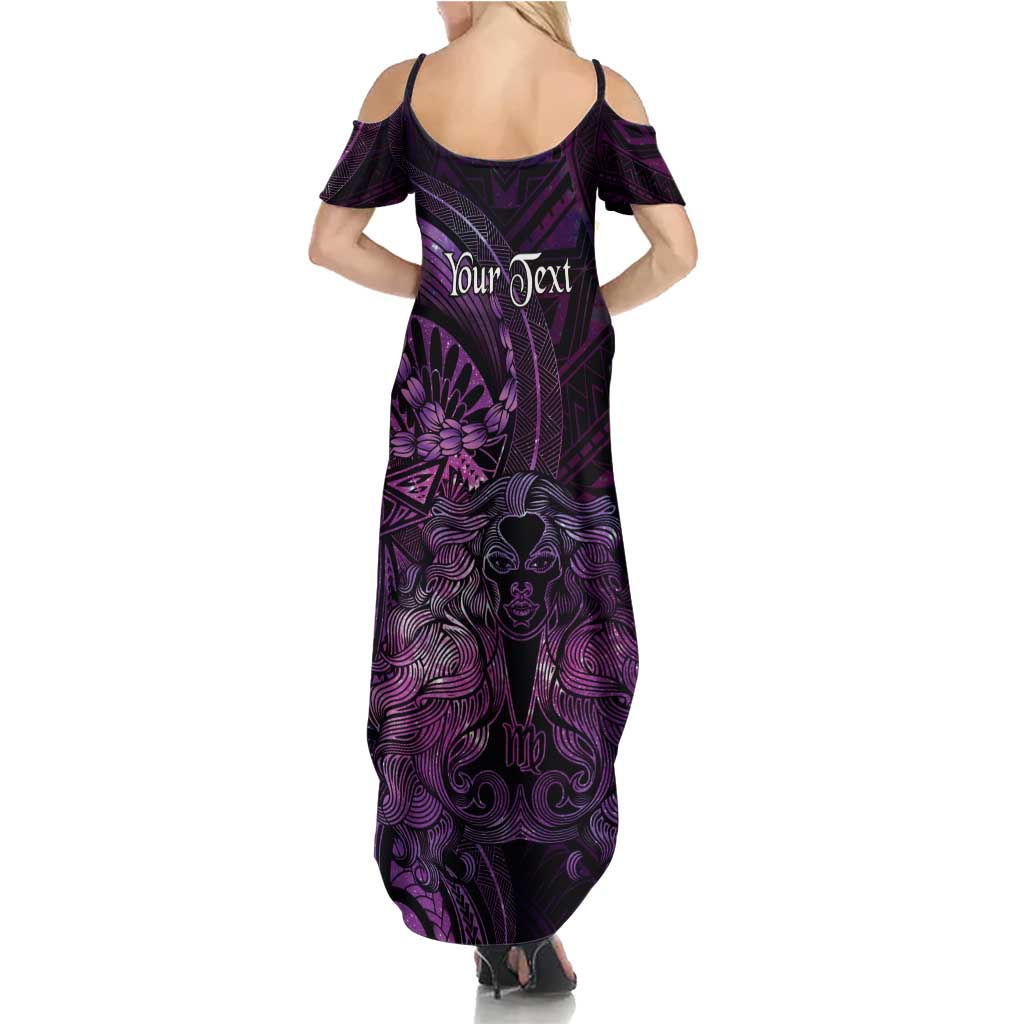 Personalised Polynesia Zodiac Virgo Summer Maxi Dress Galaxy Polynesian Pattern Chest Tattoo Style