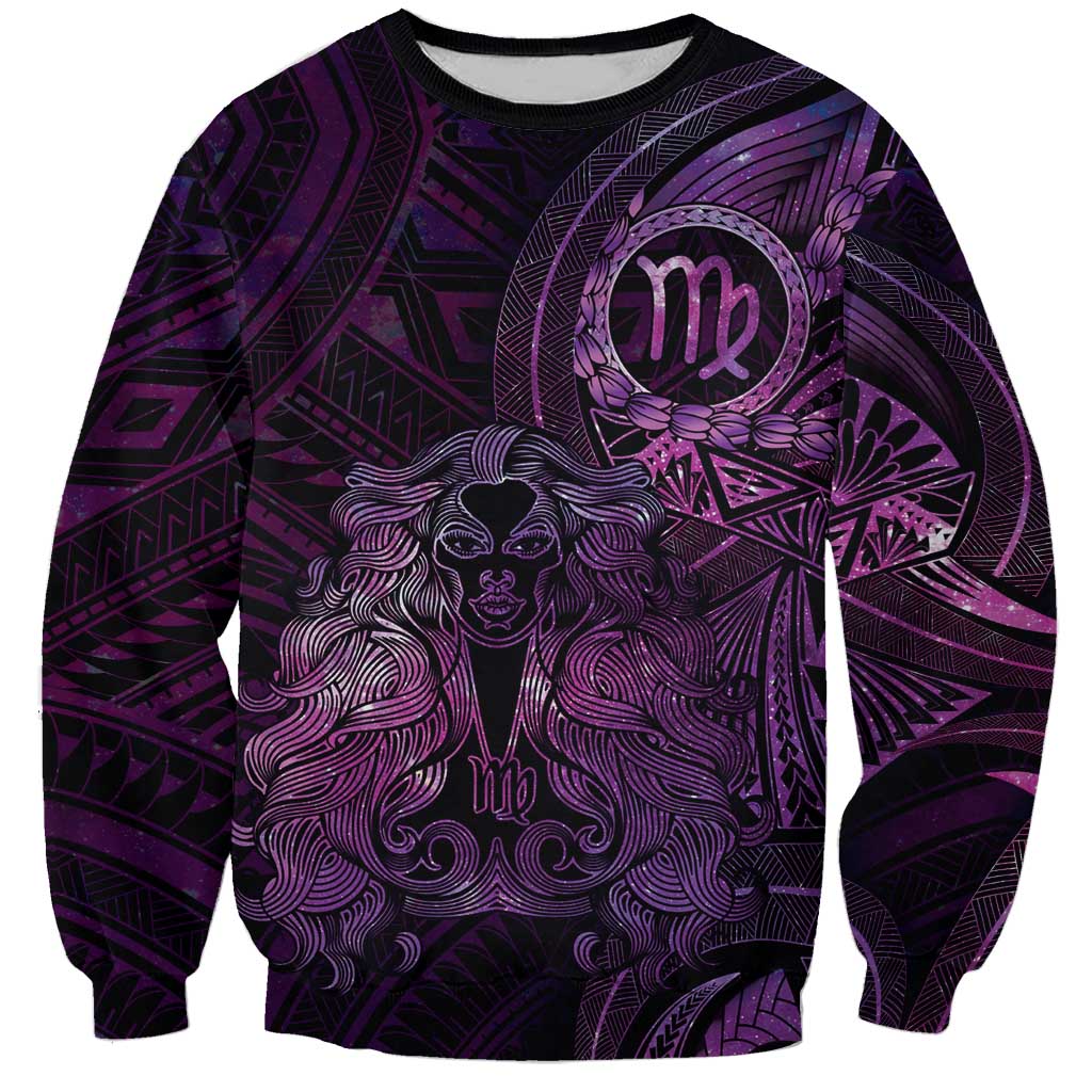 Personalised Polynesia Zodiac Virgo Sweatshirt Galaxy Polynesian Pattern Chest Tattoo Style