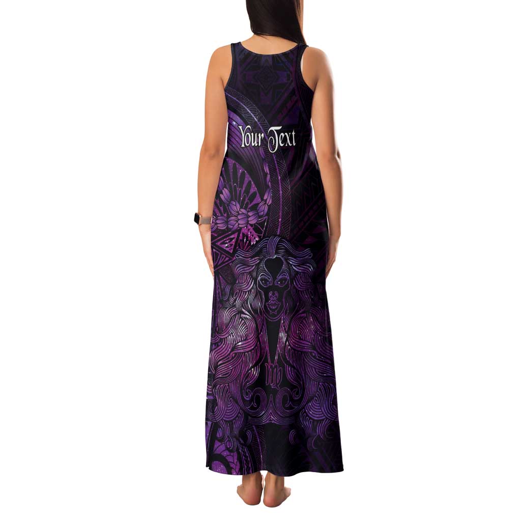 Personalised Polynesia Zodiac Virgo Tank Maxi Dress Galaxy Polynesian Pattern Chest Tattoo Style