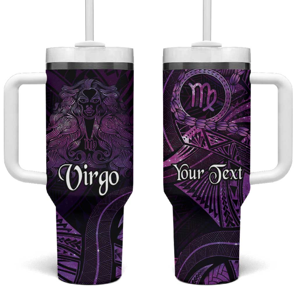 Personalised Polynesia Zodiac Virgo Tumbler With Handle Galaxy Polynesian Pattern Chest Tattoo Style