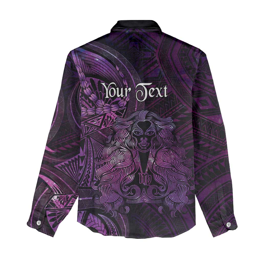 Personalised Polynesia Zodiac Virgo Women Casual Shirt Galaxy Polynesian Pattern Chest Tattoo Style