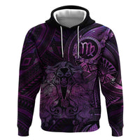Personalised Polynesia Zodiac Virgo Zip Hoodie Galaxy Polynesian Pattern Chest Tattoo Style