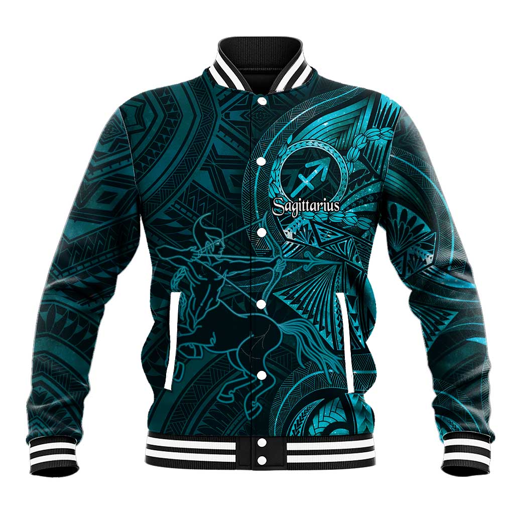 Personalised Polynesia Zodiac Sagittarius Baseball Jacket Galaxy Polynesian Pattern Chest Tattoo Style