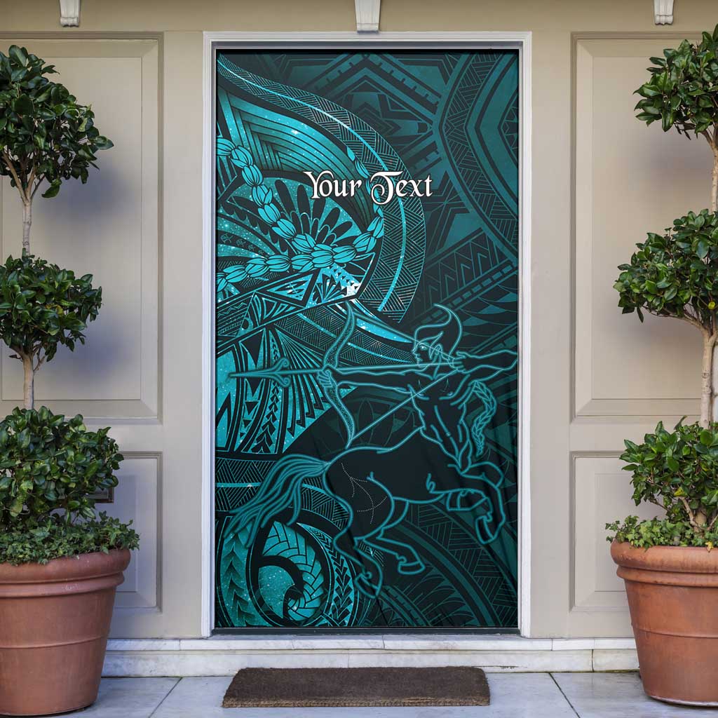 Personalised Polynesia Zodiac Sagittarius Door Cover Galaxy Polynesian Pattern Chest Tattoo Style