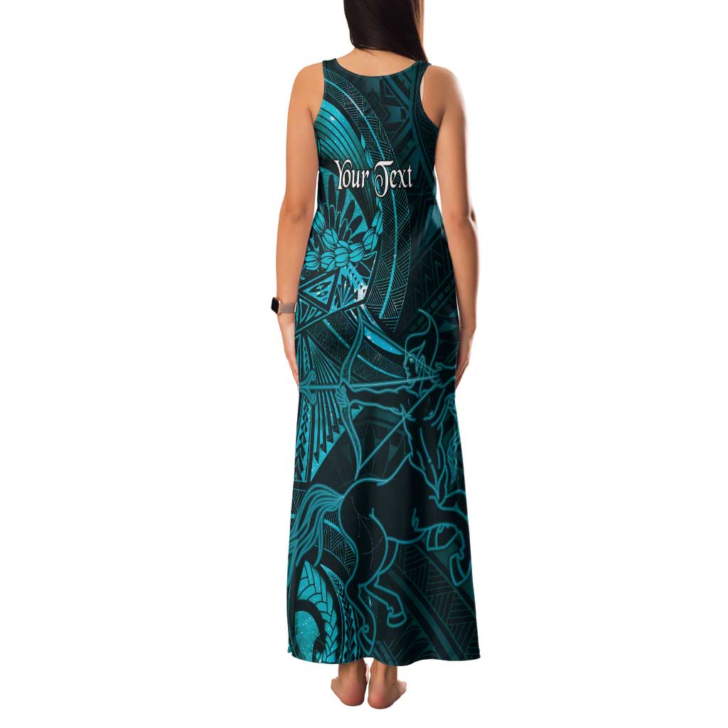 Personalised Polynesia Zodiac Sagittarius Family Matching Tank Maxi Dress and Hawaiian Shirt Galaxy Polynesian Pattern Chest Tattoo Style