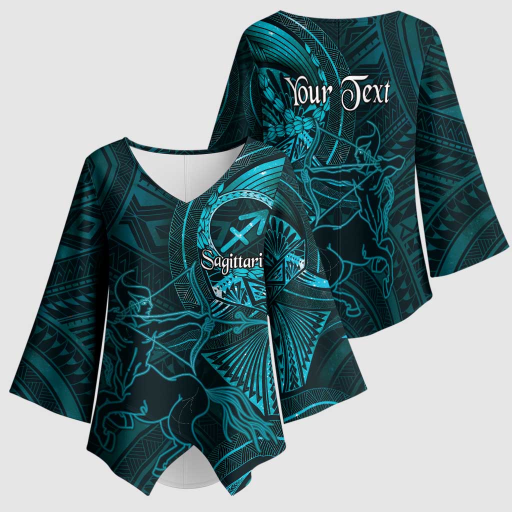 Personalised Polynesia Zodiac Sagittarius Kimono Sleeve Blouse Galaxy Polynesian Pattern Chest Tattoo Style